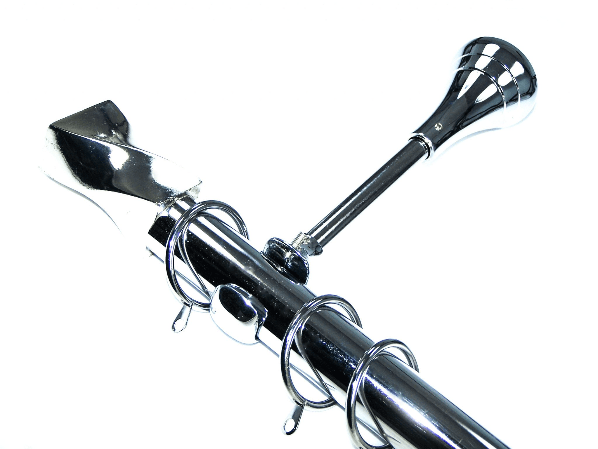 28mm Chrome Designer Extra Deep Curtain Pole Twisted Barrel Finials