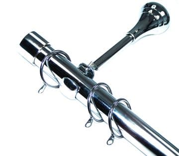 28mm Chrome Designer Extra Deep Curtain Pole with End Cap Finials 1.2m 1.5m 2.4m 3m