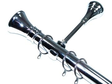 28mm Chrome Designer Extra Deep Curtain Pole with Hammerhead Finials 1.2m 1.5m 2.4m 3m