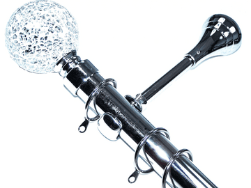28mm Chrome Designer Extra Deep Curtain Pole with Mosaic Finials 1.2m 1.5m 2.4m 3m