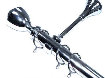 28mm Chrome Designer Extra Deep Curtain Pole with Trophy Finials 1.2m 1.5m 2.4m 3m