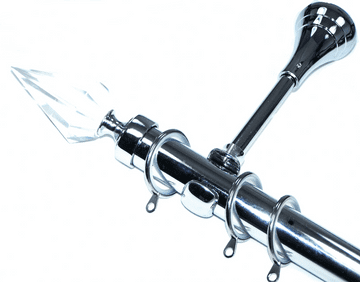 28mm Chrome Designer Extra Deep Pole with Glider Rings Crystal Spear Finials 1.2m 1.5m 2.4m 3m