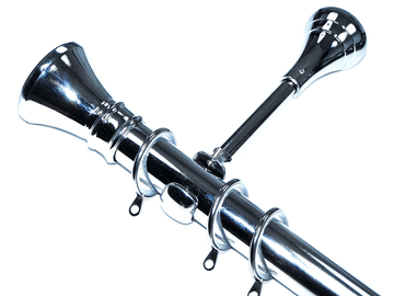 28mm Chrome Designer Extra Deep Pole with Glider Rings Hammerhead Finials 1.2m 1.5m 2.4m 3m