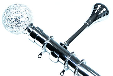 28mm Chrome Designer Extra Deep Pole with Glider Rings Mosaic Ball Finials 1.2m 1.5m 2.4m 3m