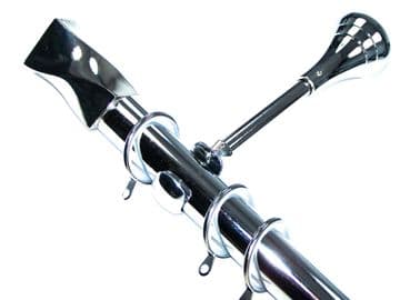 28mm Chrome Designer Extra Deep Pole with Glider Rings Twisted Barrel Finials 1.2m 1.5m 2.4m 3m