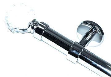 28mm Chrome Eyelet Ceiling Bay Window System Crystal Ball Finials 2.4m 3m 3.6m 3.9m