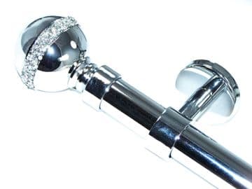 28mm Chrome Eyelet Ceiling Bay Window System Diamante Encrusted Ball Finials 2.4m 3m 3.6m 3.9m
