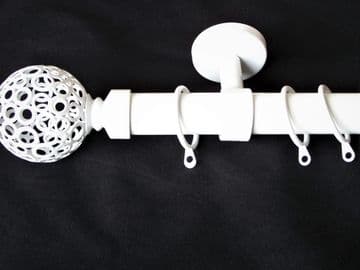 28mm Gloss White Ceiling Curtain Pole Circle Ball Finials