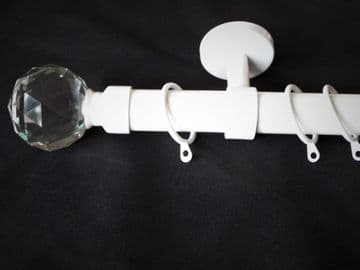 28mm Gloss White Ceiling Curtain Pole Crystal Ball Finials