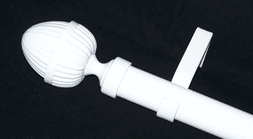 28mm Gloss White Eyelet Curtain Pole Acorn Finials
