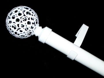 28mm Gloss White Eyelet Curtain Pole Circle Ball Finials
