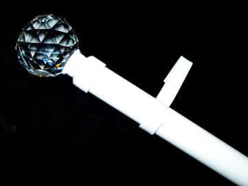 28mm Gloss White Eyelet Curtain Pole Crystal Ball Finials