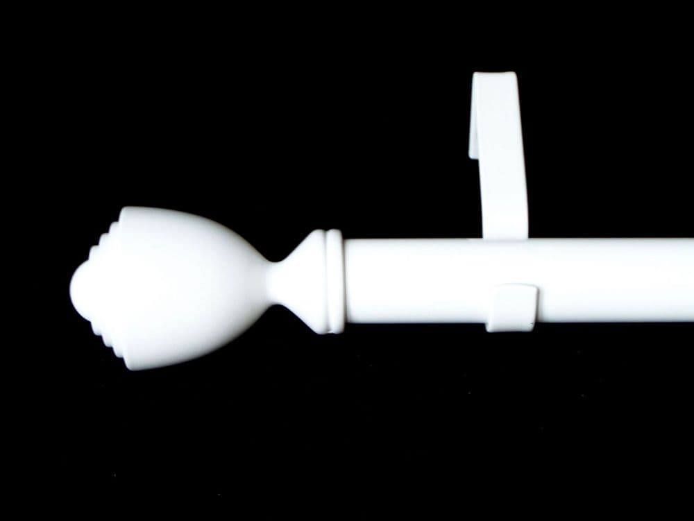 28mm Gloss White Eyelet Curtain Pole Trophy Finials