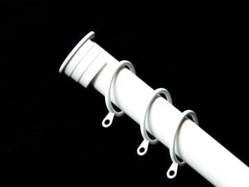 28mm Gloss White Recess Curtain Pole with Rings 1.8m / 3.6m