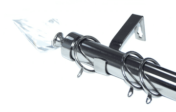 28mm Graphite Black Bay Window System Crystal Spear Finials 2.4m 3m 3.6m 3.9m 4.5m 4.8m 5.4m 6m