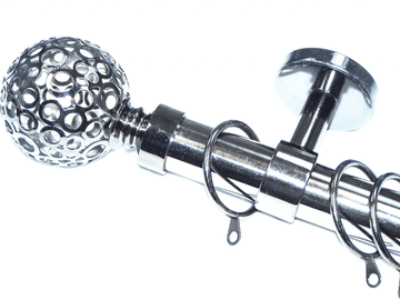 28mm Graphite Black Ceiling Bay Window System Circle Ball Ends 2.4m 3m 3.6m 3.9m