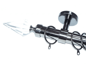 28mm Graphite Black Ceiling Bay Window System Crystal Spear Finials 2.4m 3m 3.6m 3.9m