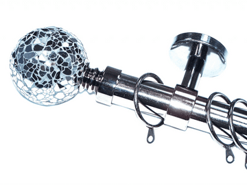 28mm Graphite Black Ceiling Bay Window System Mosaic Finials 2.4m 3m 3.6m 3.9m