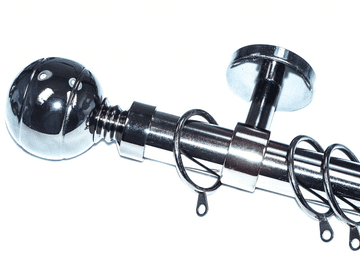 28mm Graphite Black Ceiling Bay Window System Ribbed Ball Finials 2.4m 3m 3.6m 3.9m