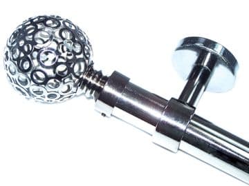 28mm Graphite Black Eyelet Ceiling Bay Window System Circle Ball Finials 2.4m 3m 3.6m 3.9m