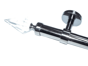 28mm Graphite Black Eyelet Ceiling Bay Window System Crystal Spear Finials 2.4m 3m 3.6m 3.9m