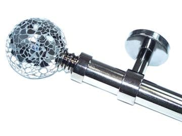 28mm Graphite Black Eyelet Ceiling Bay Window System Mosaic Finials 2.4m 3m 3.6m 3.9m