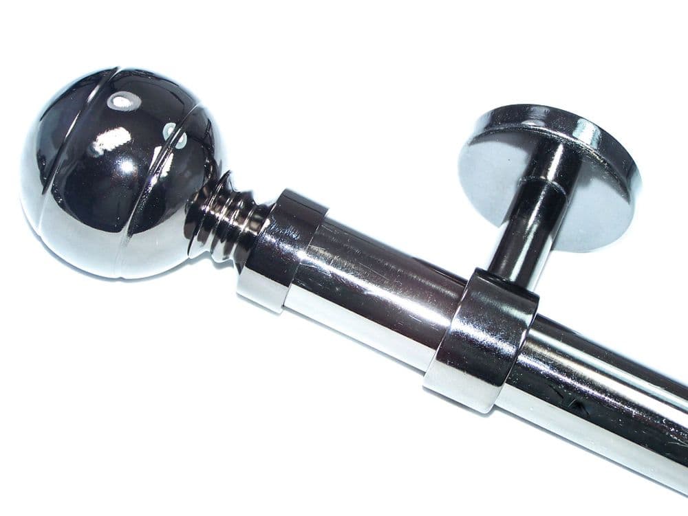28mm Graphite Black Eyelet Ceiling Bay Window System Ribbed Ball ...