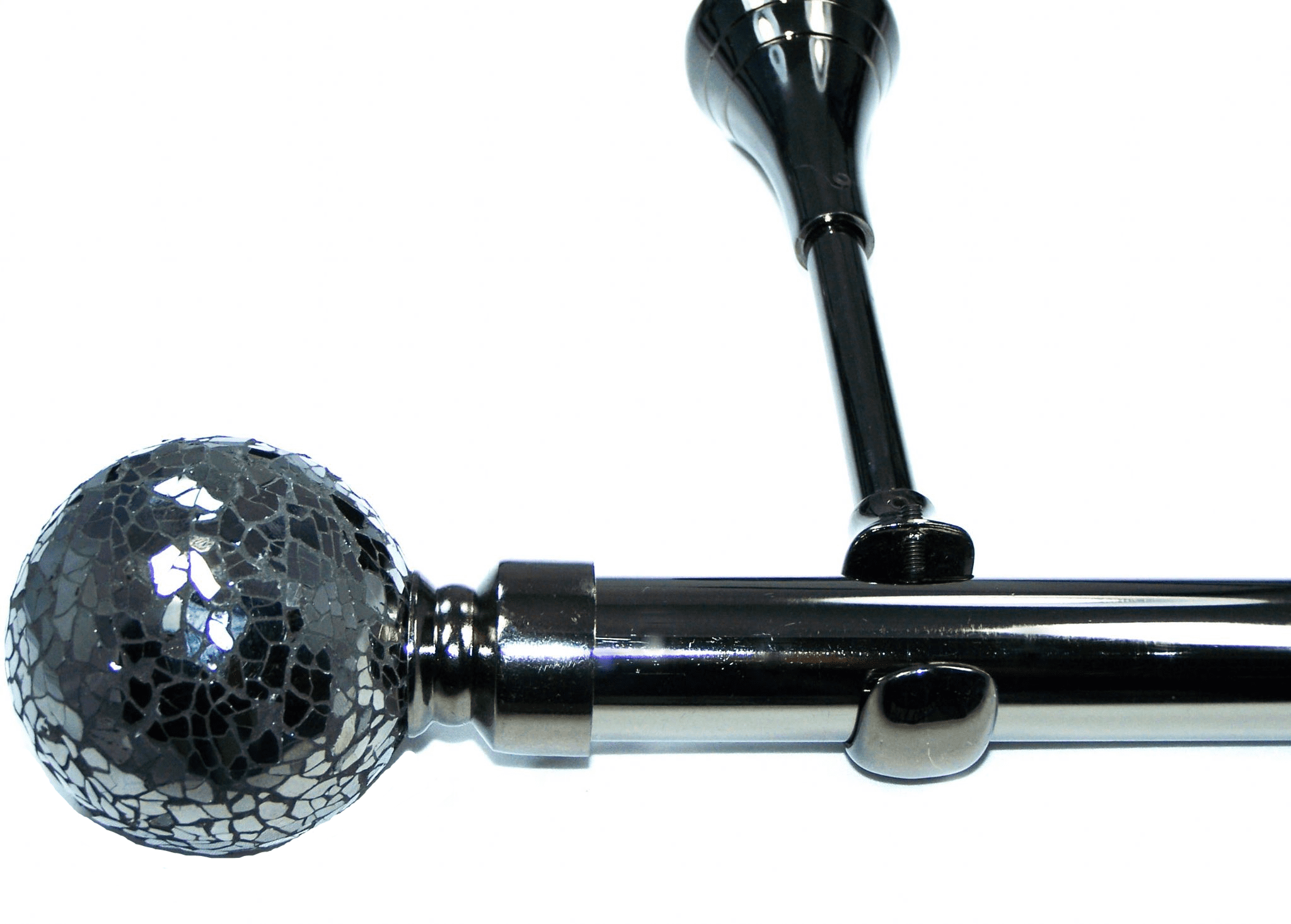 28mm Graphite Black Eyelet Designer Extra Deep Pole Mosaic Ball Finials