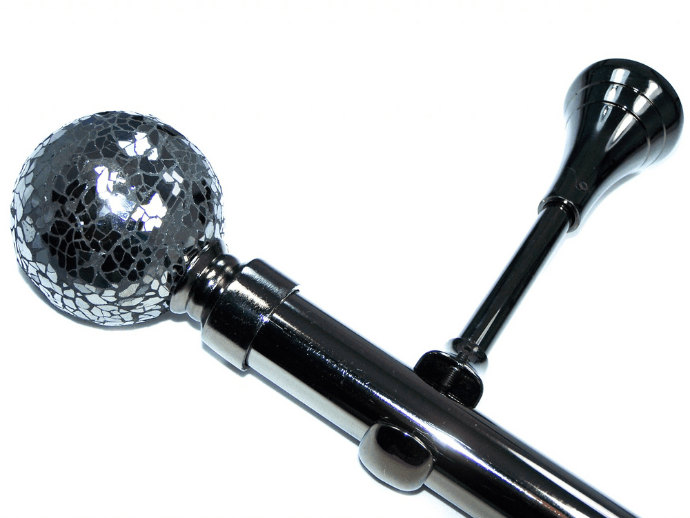 28mm Graphite Black Eyelet Designer Extra Deep Pole Mosaic Ball Finials