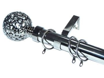 28mm Graphite Black Nickel Curtain Pole Circle Ball Finials