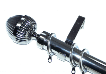 28mm Graphite Black Nickel Curtain Pole Glider Rings Acorn Finials
