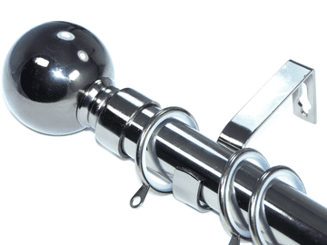 28mm Graphite Black Nickel Curtain Pole Glider Rings Ball Finials