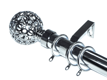 28mm Graphite Black Nickel Curtain Pole Glider Rings Circle Ball Finials