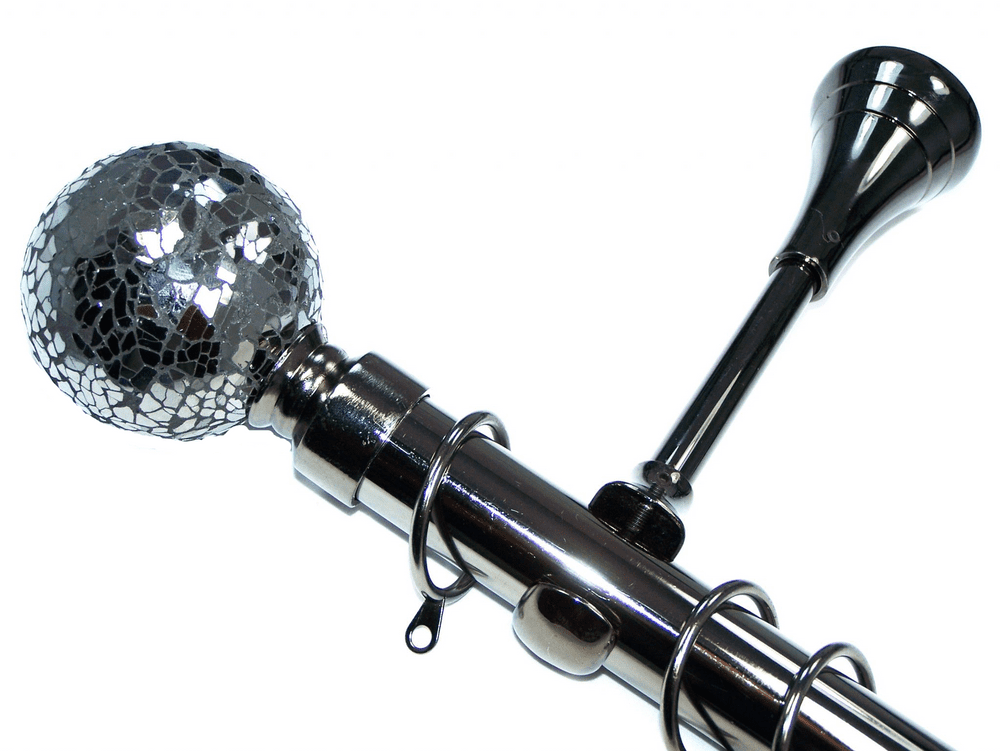 28mm Graphite Black Nickel Designer Extra Deep Pole Mosaic Ball Finials