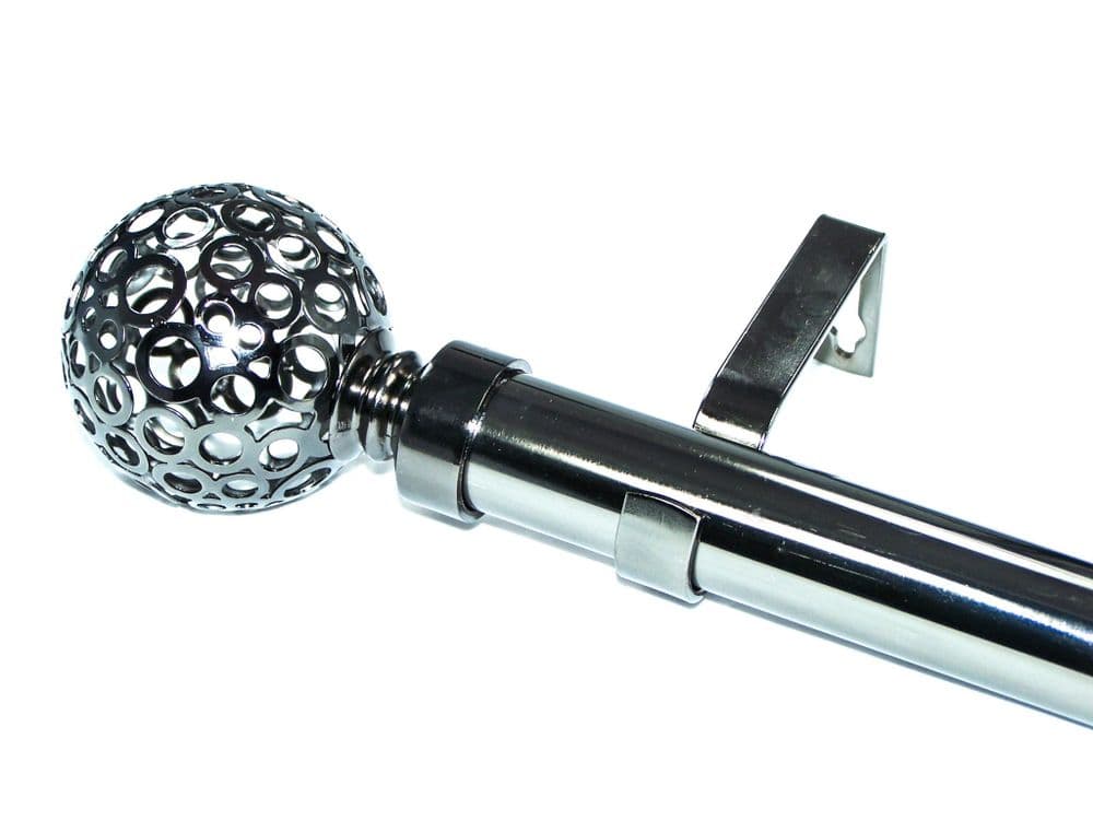 28mm Graphite Black Nickel Eyelet Curtain Pole Circle Ball Finials