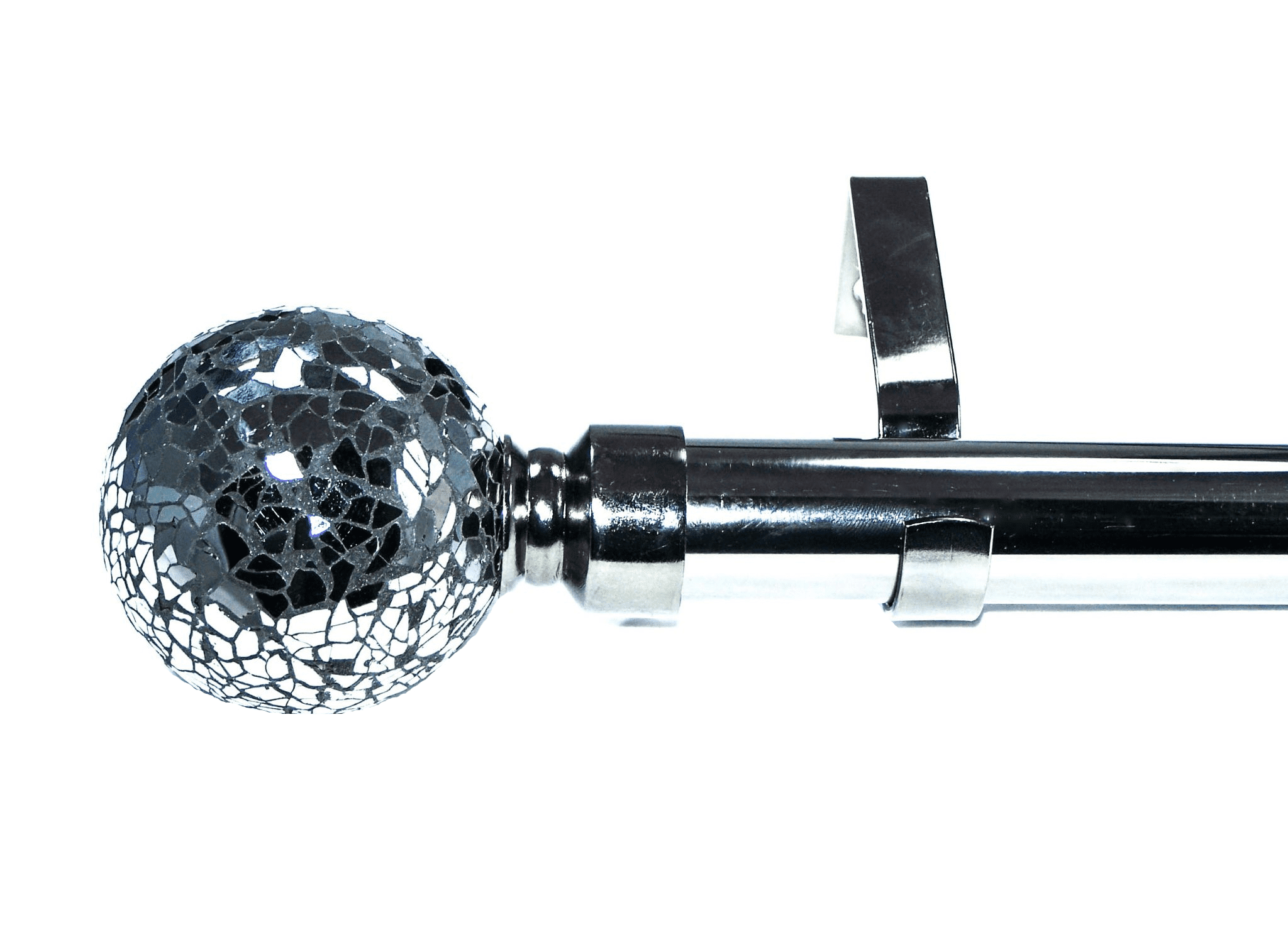28mm Graphite Black Nickel Eyelet Curtain Pole Mosaic Ball Finials