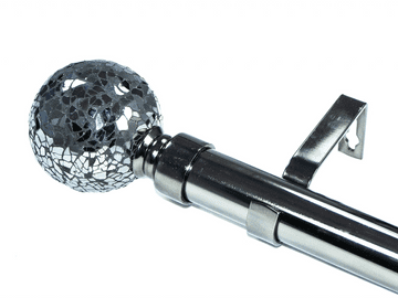 28mm Graphite Black Nickel Eyelet Curtain Pole Mosaic Ball Finials