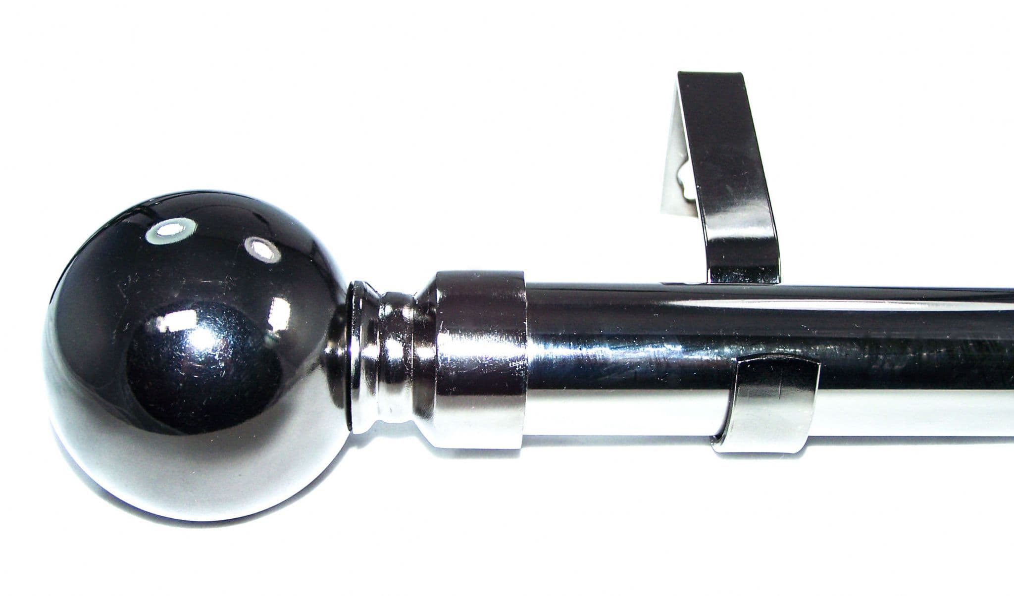 28mm Graphite Black Nickel Eyelet Curtain Pole Ribbed Ball Finials