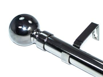 28mm Graphite Black Nickel Eyelet Curtain Pole Ribbed Ball Finials