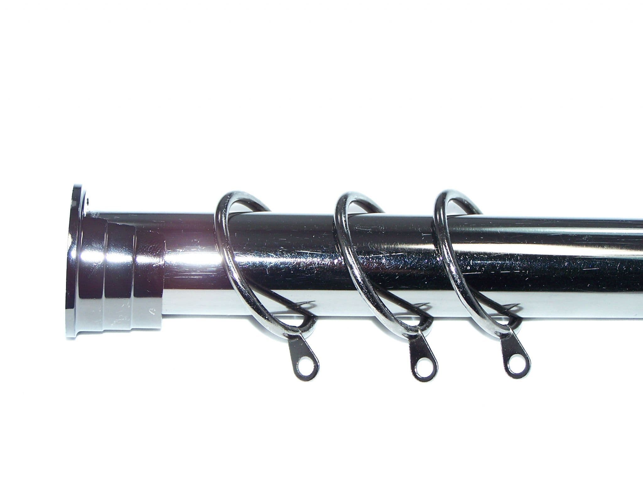 28mm Graphite Black Nickel Recess Curtain Pole with Rings 1 8m / 3 6m