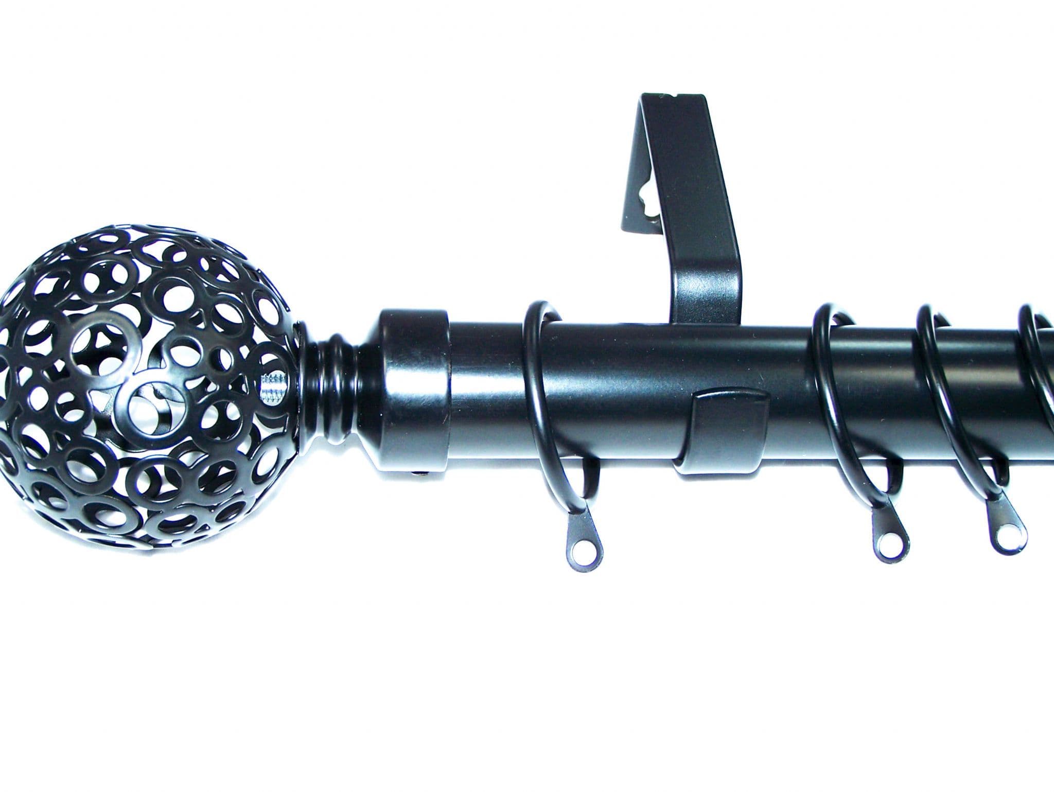 28mm Matt Black Curtain Pole Circle Ball Finials