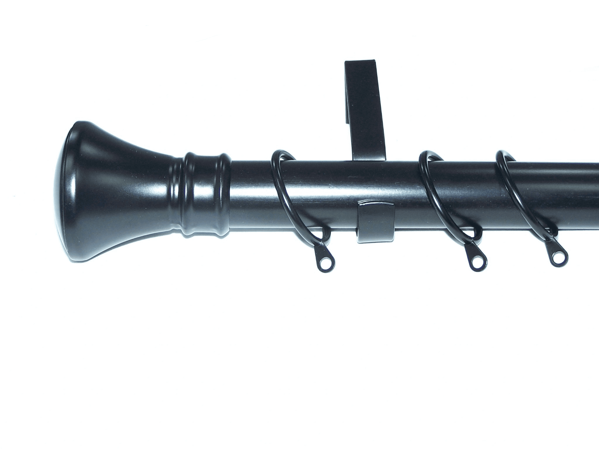 28mm Matt Black Curtain Pole Hammerhead Finials