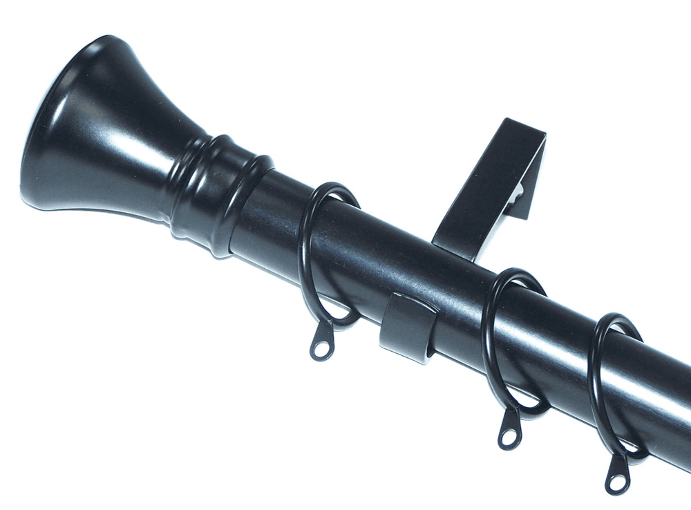 28mm Matt Black Curtain Pole Hammerhead Finials