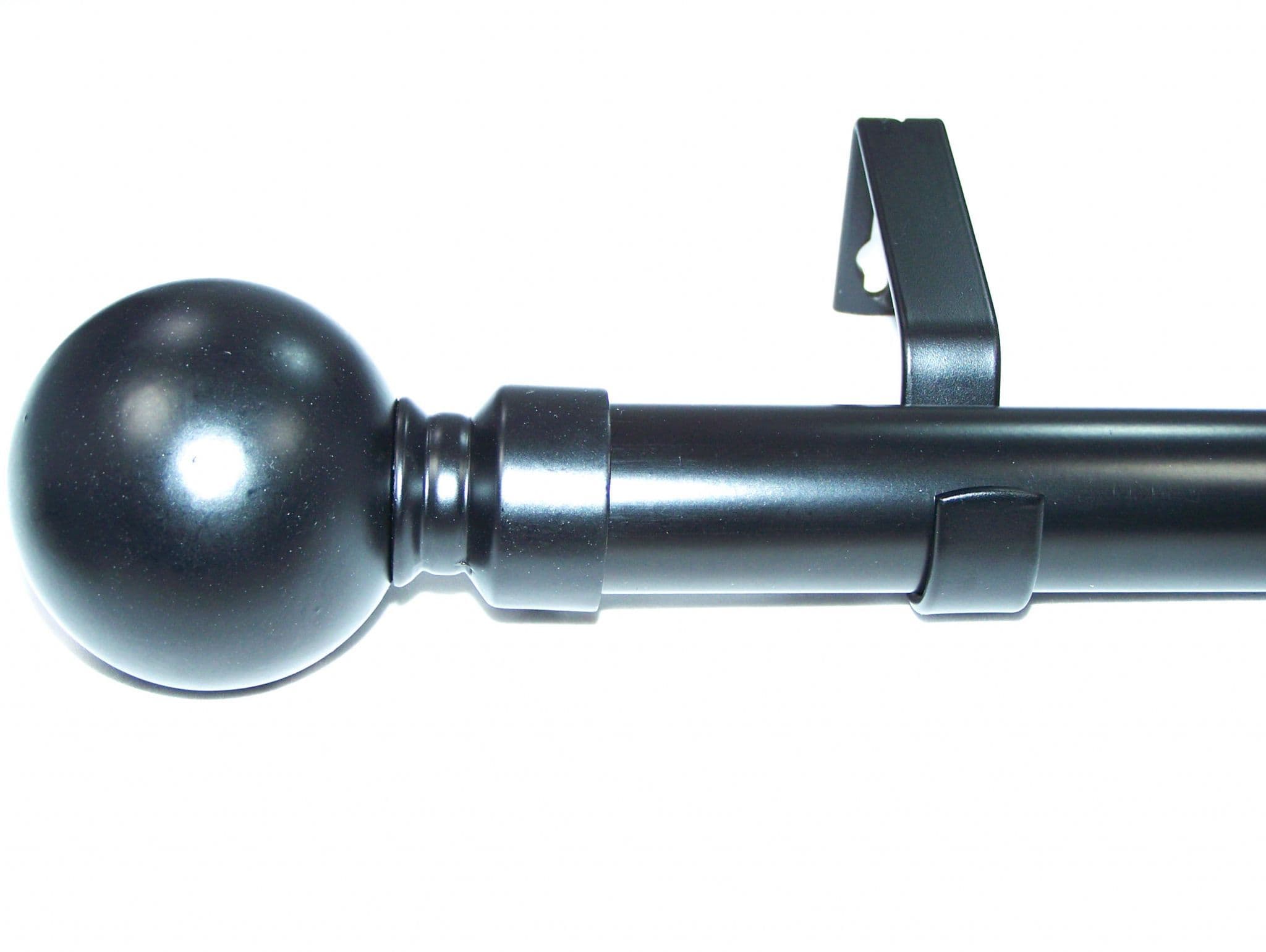 28mm Matt Black Eyelet Curtain Pole System Ball Finials