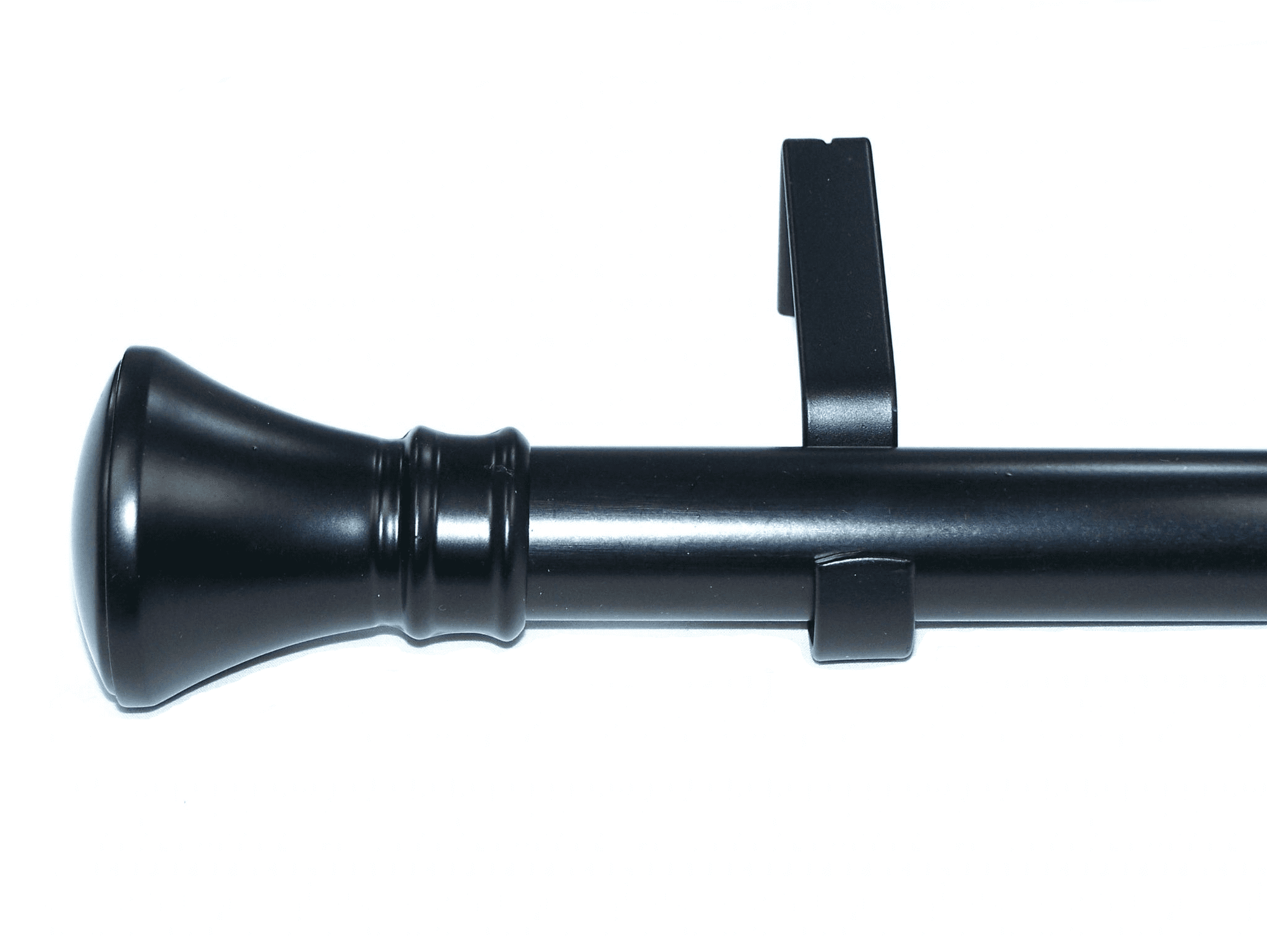 28mm Matt Black Eyelet Curtain Pole System Hammerhead Finials