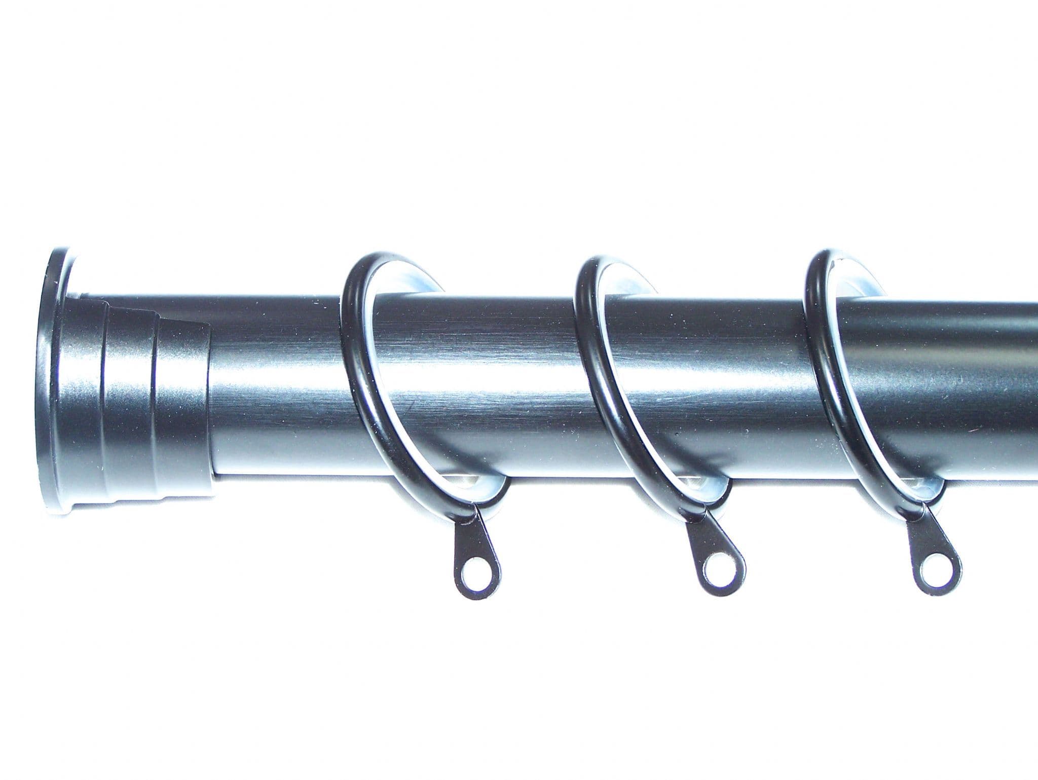 28mm Matt Black Recess Curtain Pole with Glider Rings