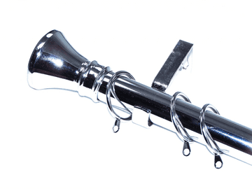 28mm Polished Chrome Curtain Pole with Hammerhead Finials 3.6m 4.5m 4.8m 6m