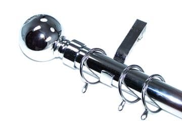 28mm Polished Chrome Curtain Pole with Solid Ball Finials 3.6m 4.5m 4.8m 6m