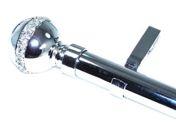 28mm Polished Chrome Eyelet Curtain Pole Diamante Stripe  Finials