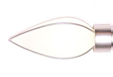 28mm Satin Nickel Silver Curtain Pole Frosted Glass Finials x 2 Pole Ends